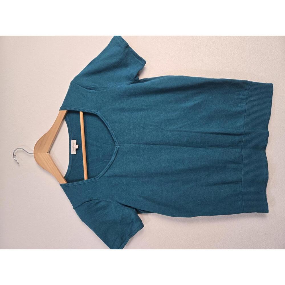 Cyrillus Paris Women's Short Sleeve sweater 100% cashmere - Teal, Size S